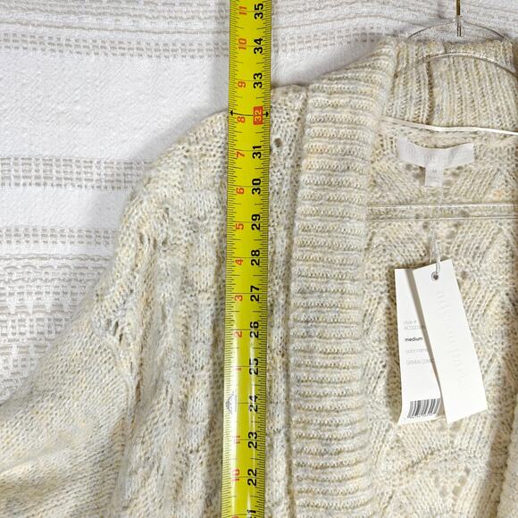Adyson Parker Oatmeal Beige Gray Open Knit Cardigan Size M NWT - Picture 4 of 7